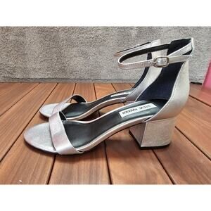 STEVE MADDEN Womens Irenee Luxe Open Toe Silver Formal‎ Ankle Strap Sandals 8 M
